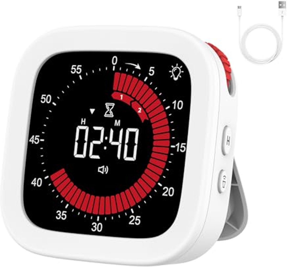 Visuele timer voor kinderen – Oplaadbare digitale timer & countdown met korte intervallen (60 minuten) – Ideaal voor klaslokalen, kantoren, keukens en bureaus – Hulpmiddel voor tijdmanagement voor kinderen