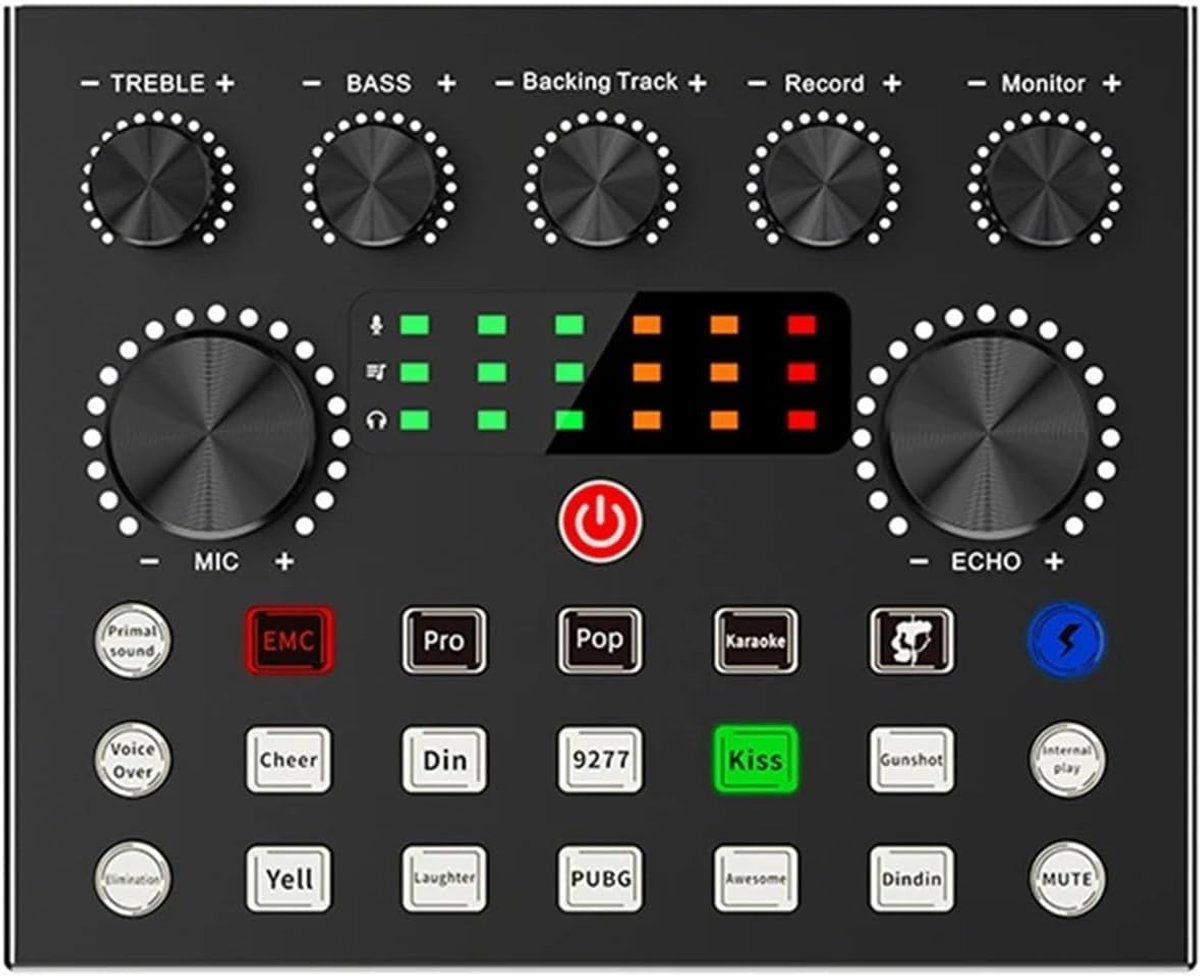 Audio Interface - Mixer Geluid - Podcasts Streaming - DSP Ruisreductie - 13x10.5x2.5cm - Zwart