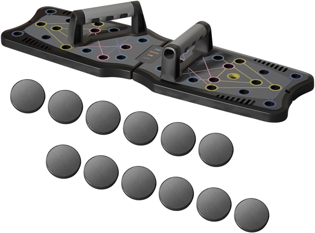 Pushup Bord Fitness - Kracht Trainingsapparaat - Spier Opbouw - Multi Hoek Verstelbaar - 61x18.5 cm - Zwart