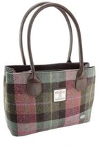 Sac bandoulière Cassley Muted Green & Purple Tartan - Classique - Harris Tweed - Glen Appin of Scotland