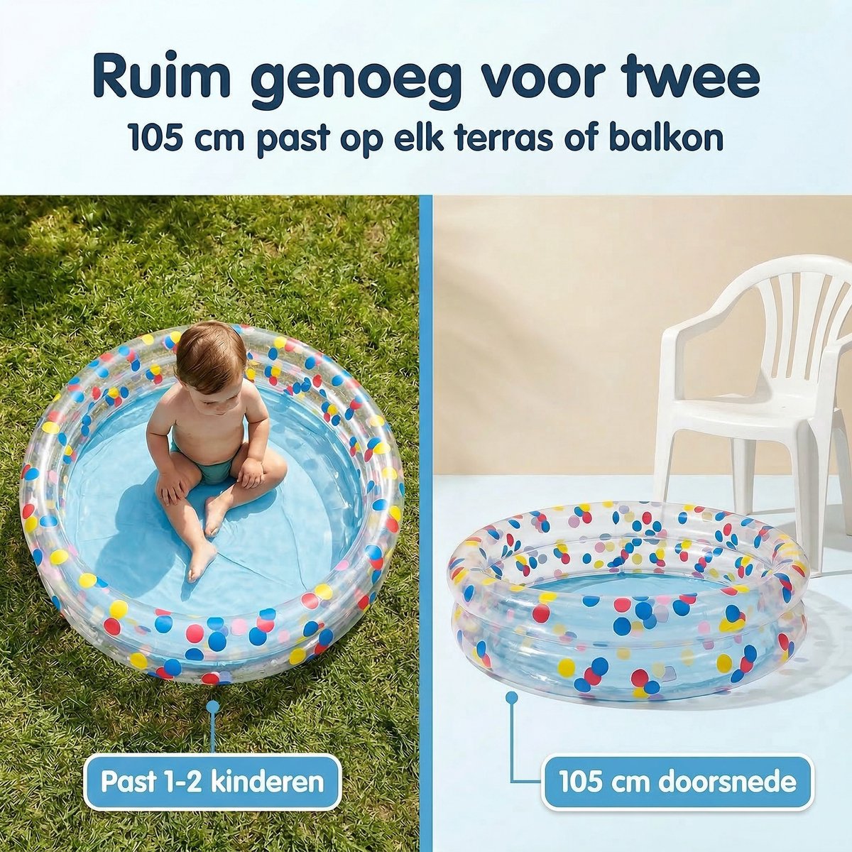 Cheqo® Opblaasbaar Zwembad - Kinderzwembad - Opblaasbaar Kinderzwembad - Baby Zwembad - Peuter Zwembad - Opblaasbad - Opblaasbaar Badje - Kinderbadje - Zwembadje - Rond Kinderzwembad - 2 Ring Zwembad - Stippen Kinderzwembad — afbeelding 6