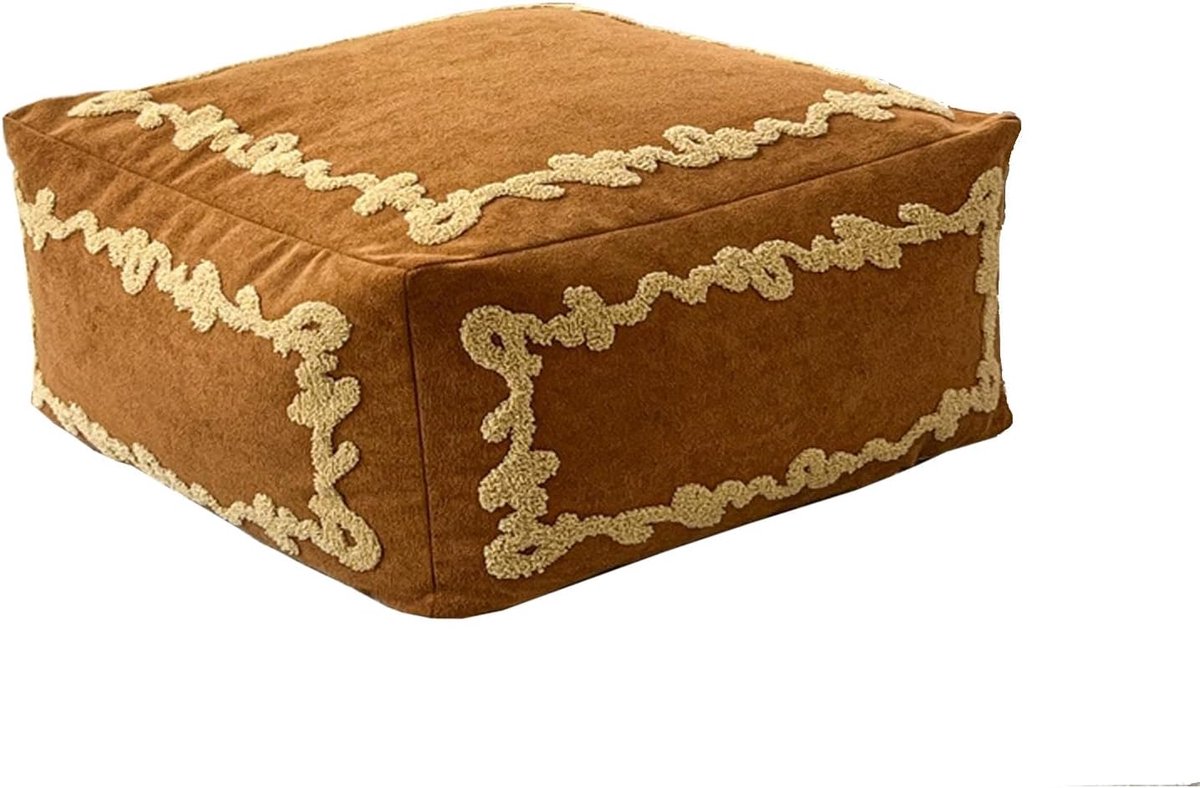 Stoffen Voetenbank - Poef Zitzak - Ontspannen Zitten - Duurzaam Ergonomisch - 45x30cm - Bruin