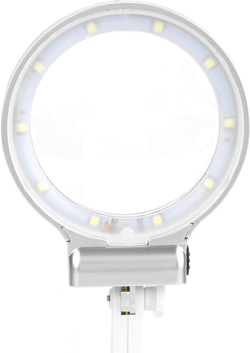 Vergrootglas met Klem - Werkplaatshouder - Precisiewerk - 10 LED Verlichting - 3x 4.5x Vergroting - Wit