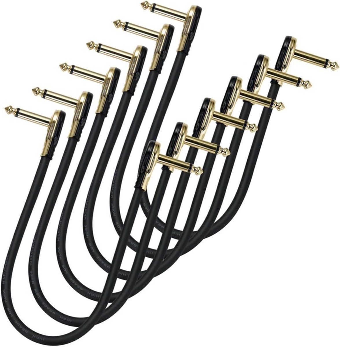 Gitaar Audio Kabel - Effect Kabel - Muziek Apparatuur - 90 Graden Hoek - 30cm Lengte - Zwart