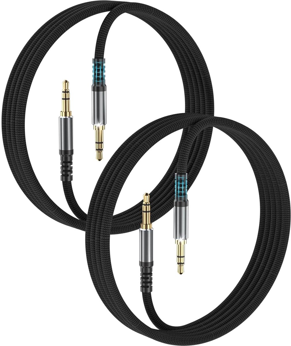 Aux kabel set - Jack kabel - Muziek luisteren - Gevlochten nylon - 12 meter - Zwart