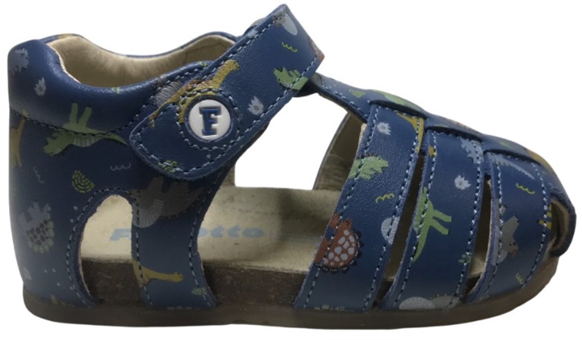 Falcotto Alby – velcro lederen sandalen- dino /multi Blauw