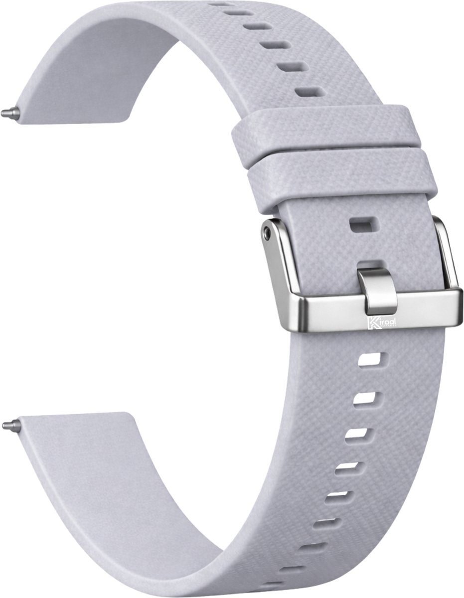 Kiraal - Premium Luxe Siliconen Horlogebandje - Siliconen - 20mm - Grijs - Smartwatch bandje - Universeel
