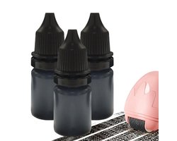 Merkloos Roller Stempel Inkt - Navulinkt Vullingen - Privacy Beschermen - Sneldrogende Formule - 3x 10ml Flessen - Zwart