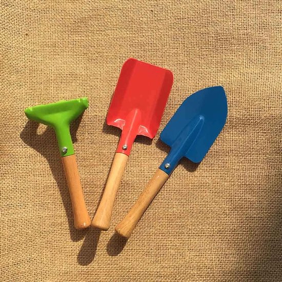 Mini Tuinschep Set - Kinder Tuinieren - Strand Sneeuw - Duurzaam Hardhout - 3 Delig — afbeelding 2