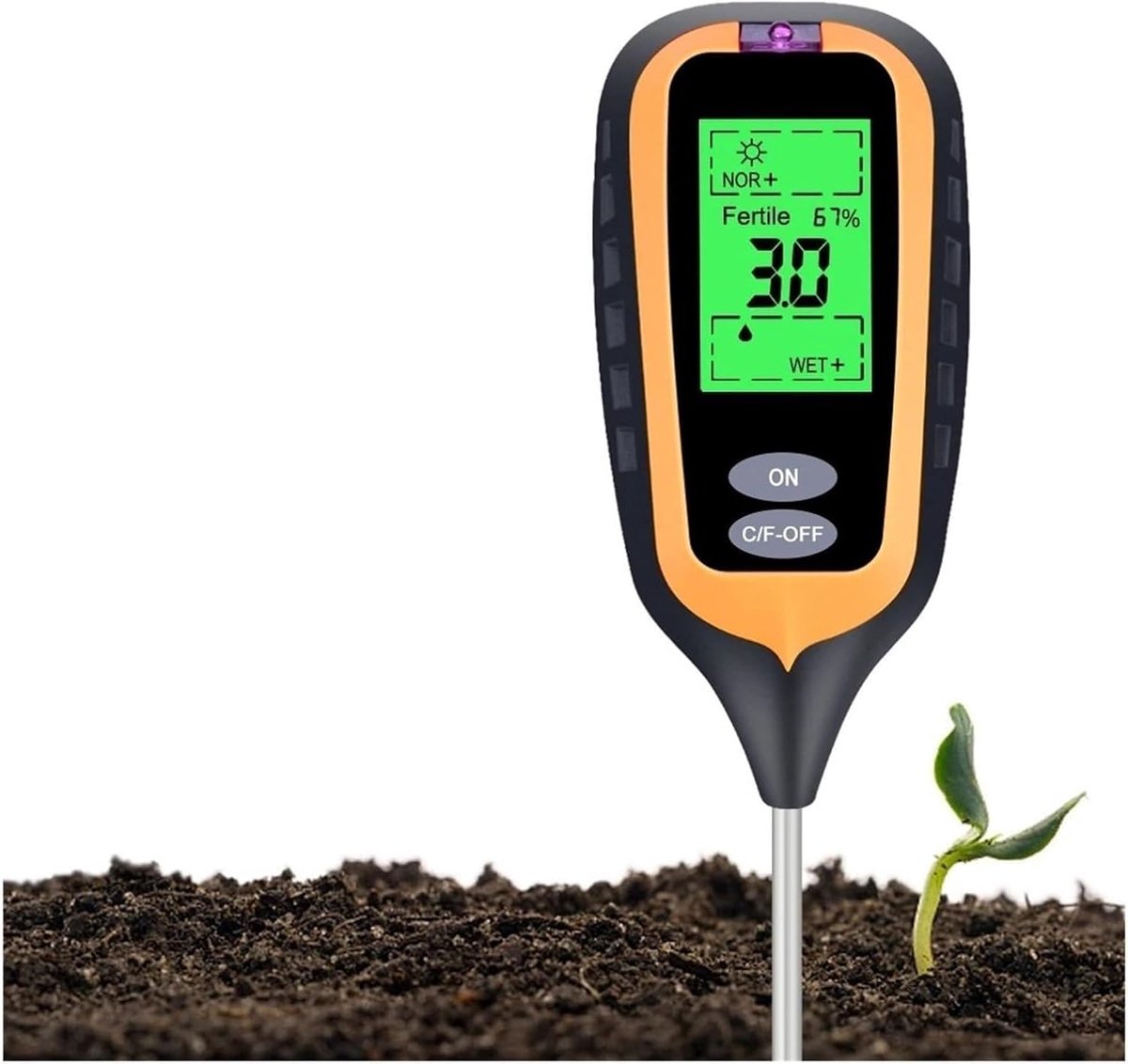Bodemtester 6-in-1 - Meetinstrument Tuin - Planten Verzorgen - Meet PH Vocht Licht - 253mm x 63mm x 40mm