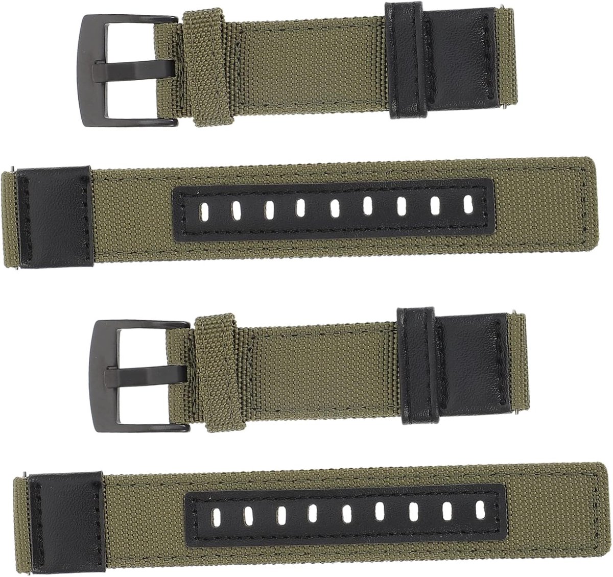 Horlogebandjes Set - Polsbanden Dames - Casual Dagelijks - Geweven Nylon Design - 22 cm Lengte - Zwart