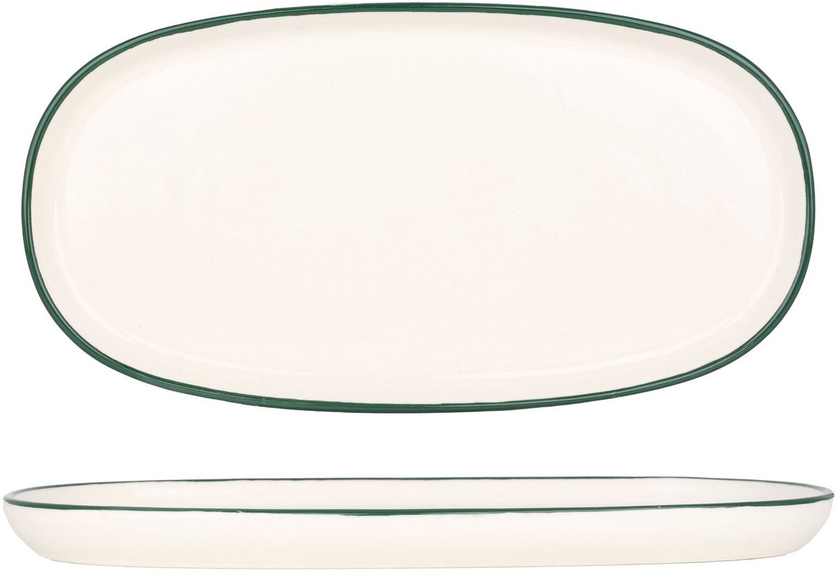 Rinart Serveerschaal - Green Edge - Porselein - 30x15 cm - set van 2