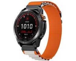 Strap-it Fenix universeel 22mm alpine nylon bandje - horlogebandje geschikt voor Garmin Fenix 8 47mm / 7 / 6 / 5, Forerunner 970 / 965 / 955 / 945 / 935 / 745, Epix Gen 2 / Pro 47mm en Quatix 7 / 8 - oranje/beige