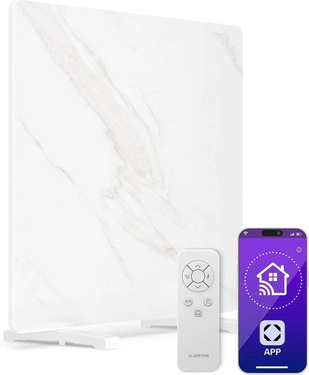 Elektrische Wandverwarming - Infrarood Paneel - Badkamer Verwarming - App Bediening Thermostaat - 70x26x63 cm - Wit