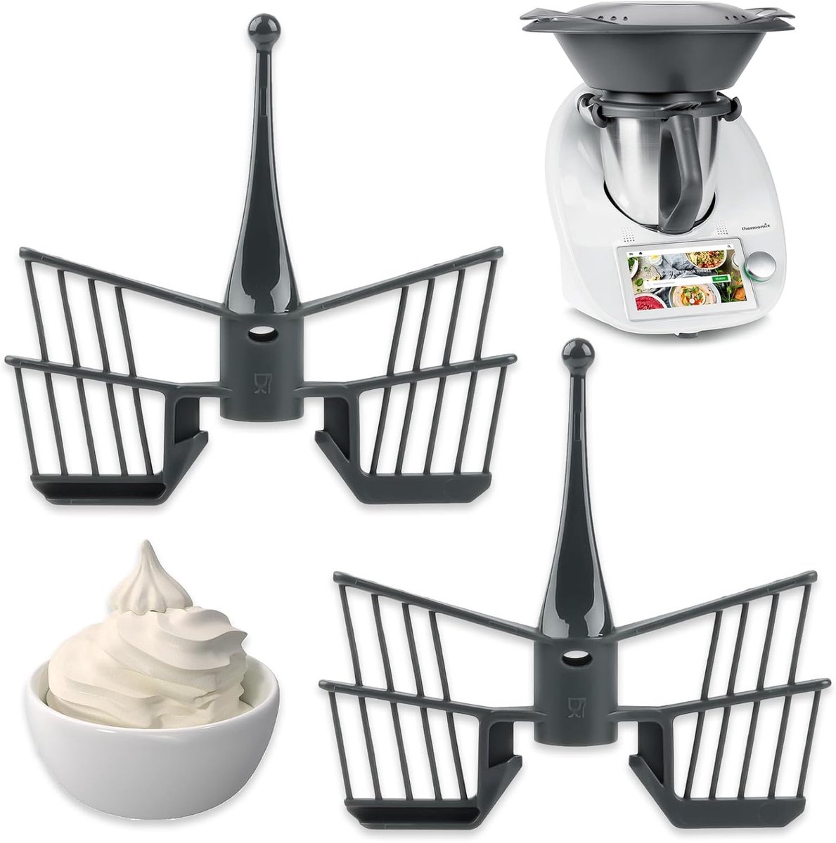 Vlinder Roerhulpstuk Keukenmachine Accessoires Klonteren Voorkomen Installatie Met Een Klik 2 Stuks 14.5cm Grijs