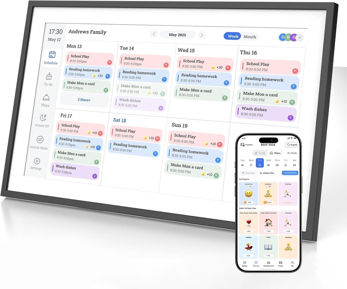 Digitale Kalender - Interactief Display - Familie Planning - HD Touchscreen - 10.1 Inch