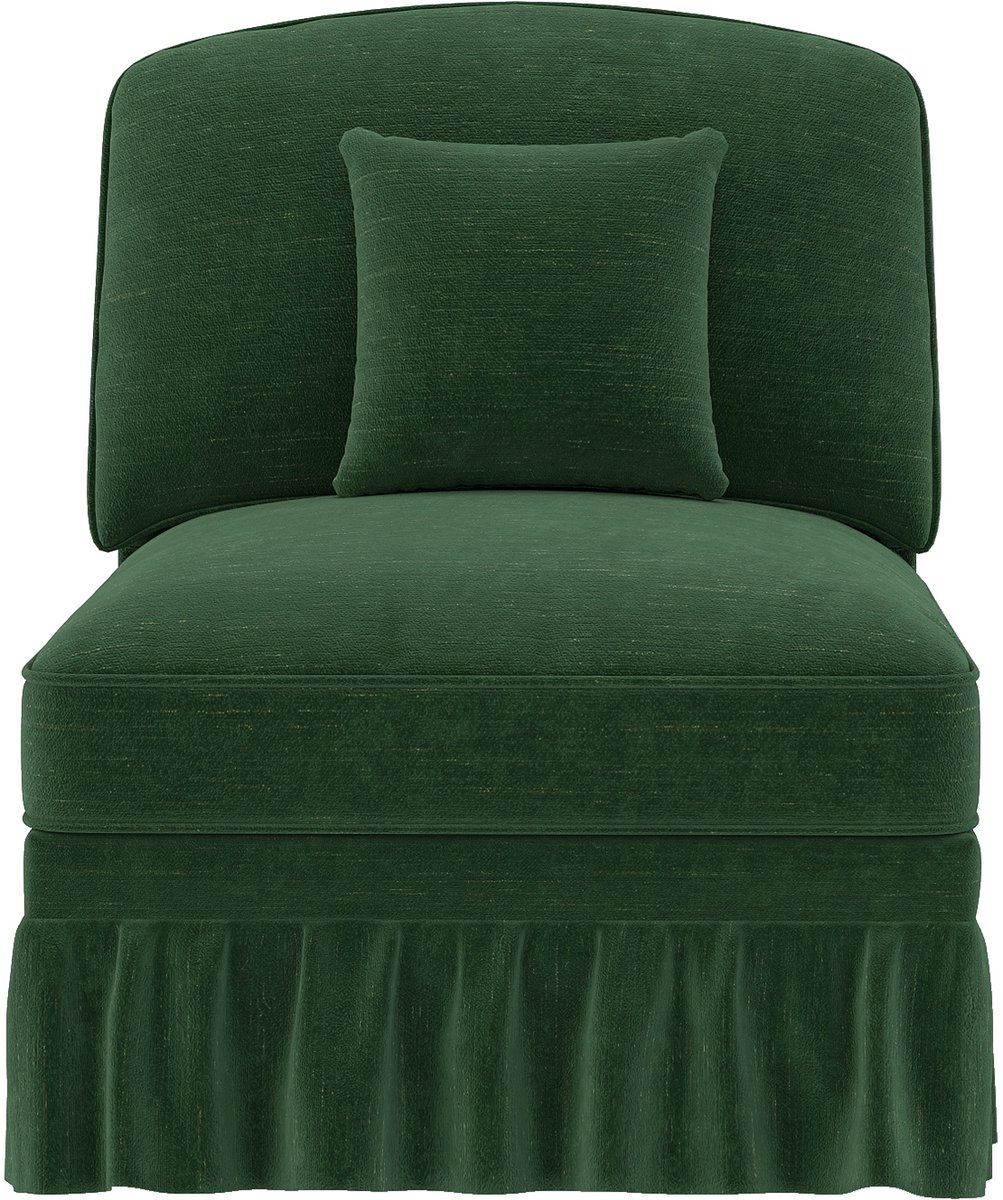 Wishdor Zitbank zonder armleuningen - 1-zits chenille bank met kussen en franjes - Zacht comfortabel - Woonkamer kleine ruimtes - Groen - 78 x 83,5 x 93 cm