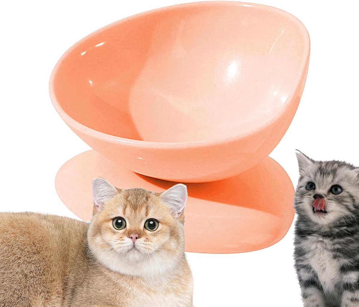 Voerbak voor huisdieren - Kantelvaste kom - Nekondersteuning voeding - 15 graden helling - 200 ml inhoud - roze