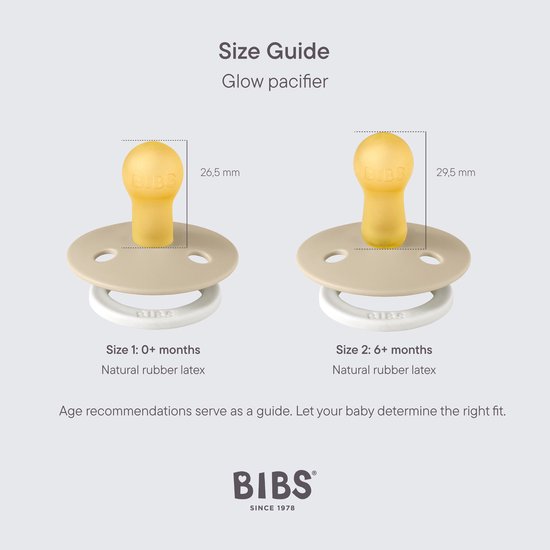 BIBS Colour Glow Fopspeen - 18-48 mnd - 2-pack - ronde - Sage/Cloud van BIBS — afbeelding 2