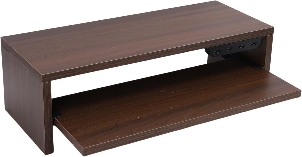 Houten Laptop Verhoger - Bureau Organizer - Comfortabel Werken - Met Ingebouwde Hub - 50 x 20 x 15 cm