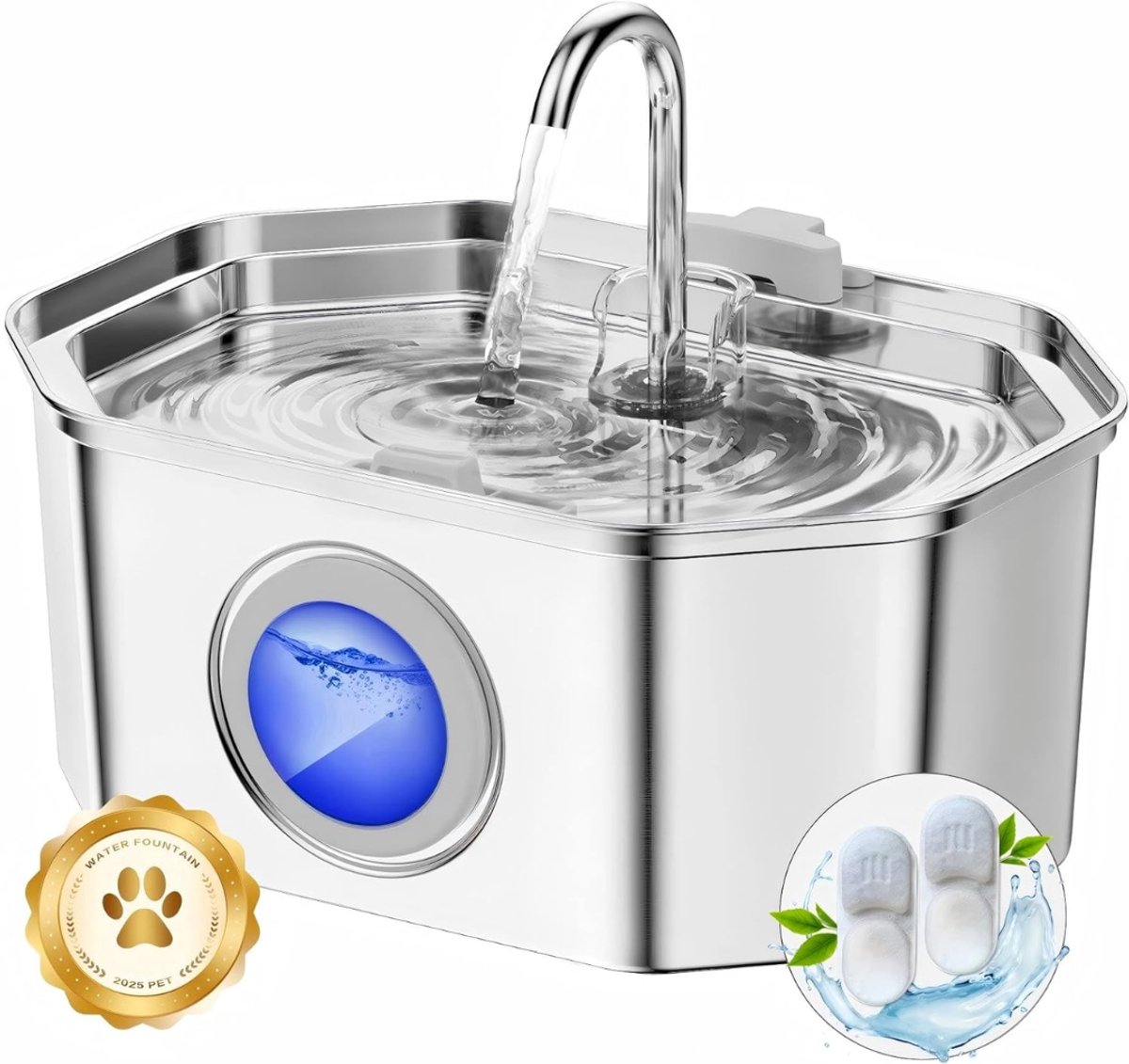 DnA® Drinkfontein Kat - Drinkfontein Kat Draadloos - Drinkfontein Kat Keramiek - Zilver - 19cm x 25cm x 11cm