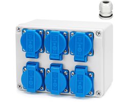 Wandverdeler 6x230V 16A IP65 Waterdichte Stroomverdeler voor Buiten