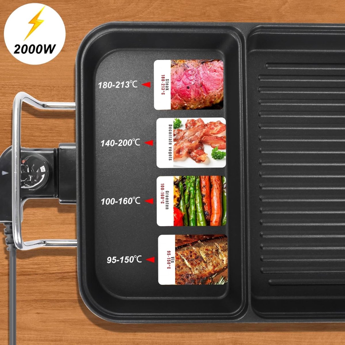 DYNA® Gourmetstel 4 personen - Gourmetstellen - Gourmet - Zwart -71cm x 12cm x 32cm – foto 6