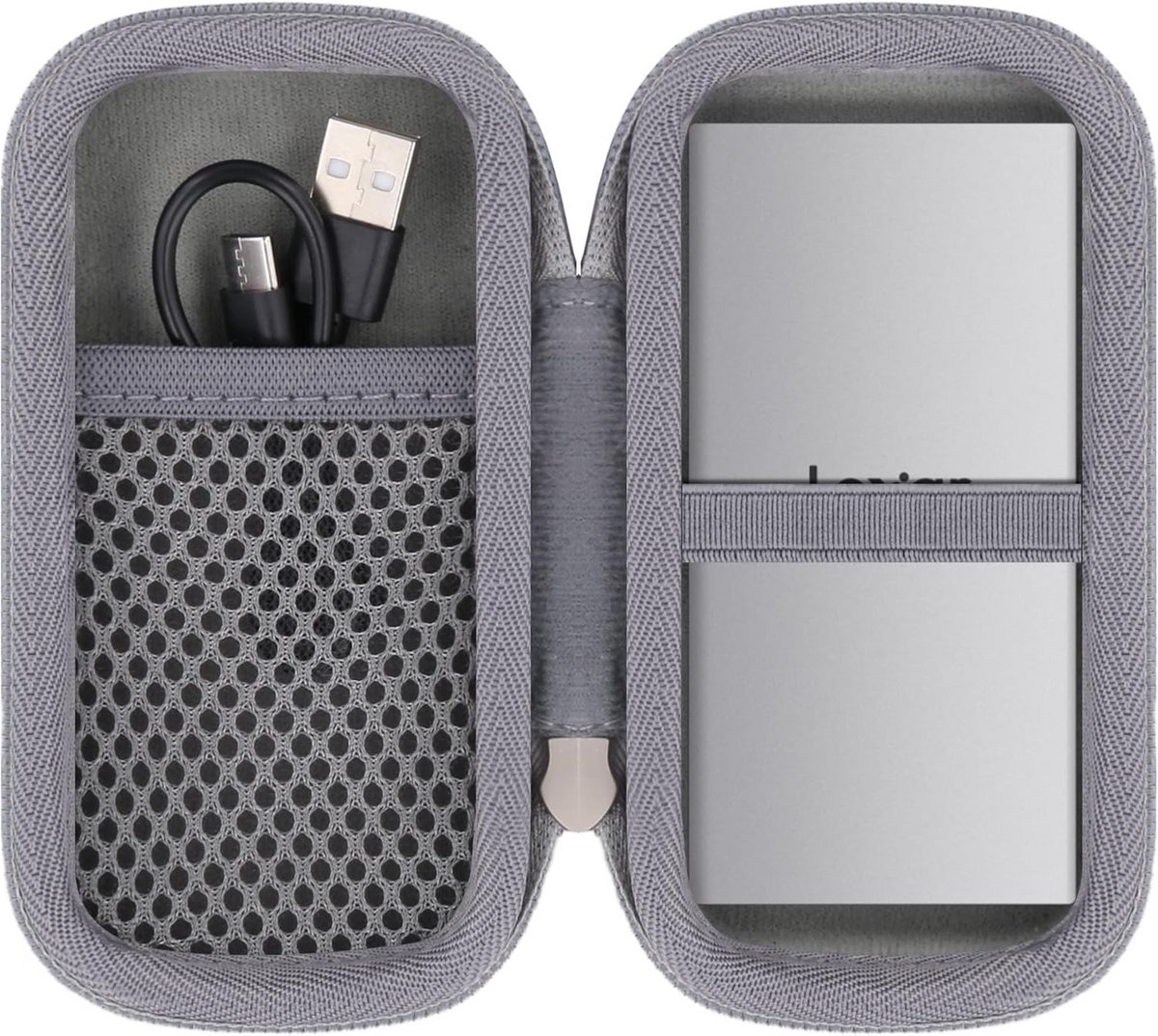 Externe harde schijf tas geschikt voor 1TB/2TB SSD - Grijze beschermhoes