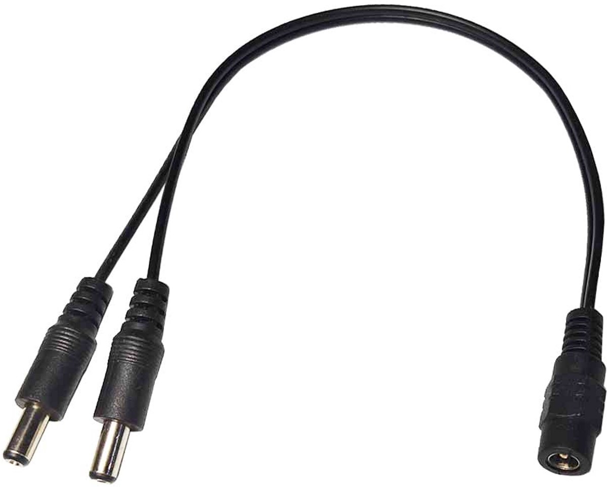 DC Y Splitter Kabel 1 naar 2 voor 5,5 mm x 2,1 mm - 30 cm Adapter voor Camera en Beveiliging (2 Stuks)