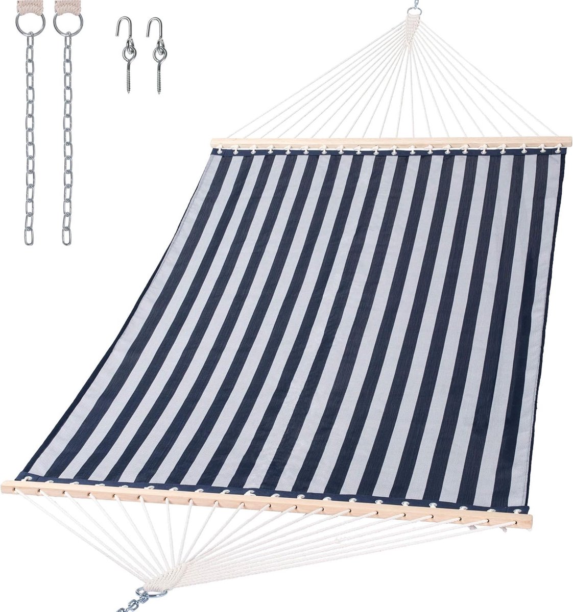 Hangmat 4,5 m Sneldrogend - Dubbel Formaat voor 2 Personen met Hardhouten Stang