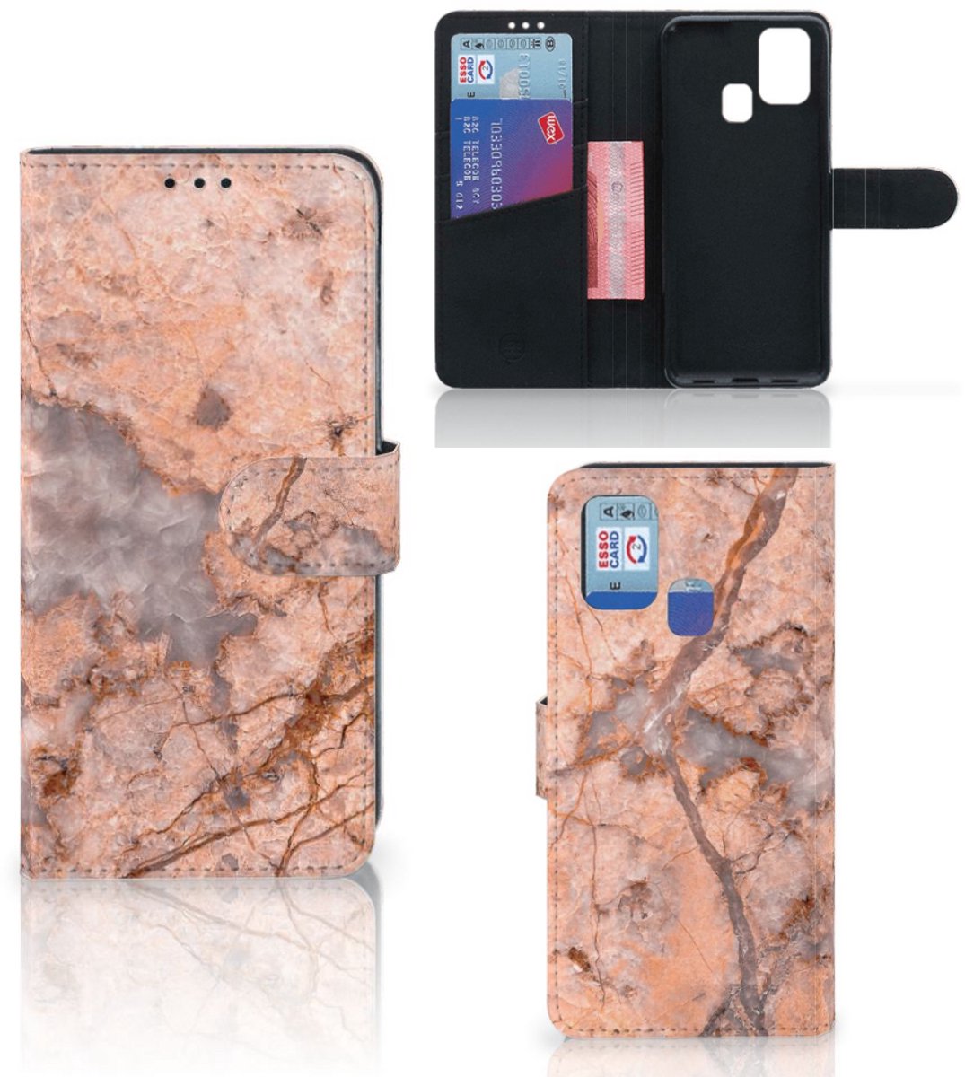 Samsung Galaxy M31 Bookcase Marmer Oranje