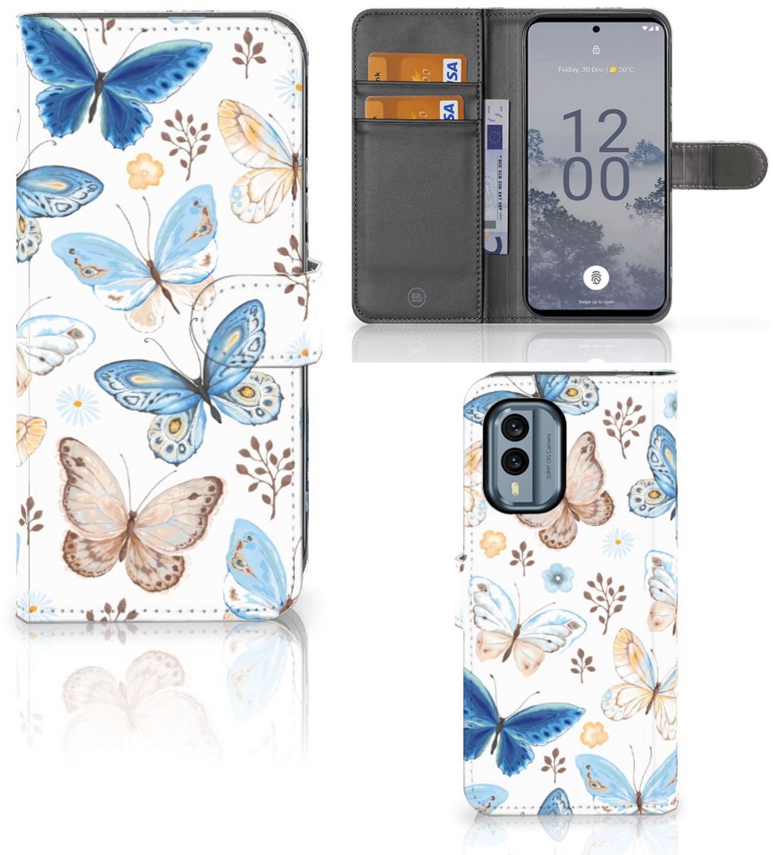 Telefoonhoesje met Pasjes voor Nokia X30 Vlinder