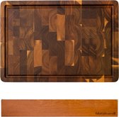 Matakumi Houten Messenmagneet & Snijplank 42.5 x 30 cm – End Grain Hakblok voor Vlees, Vis, Groente, Fruit, Brood & Meer