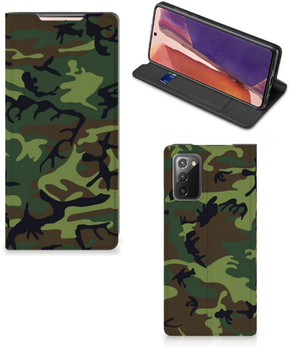 Standcase Hoesje voor Samsung Galaxy Note20 Hoesje met Magneet Army Dark