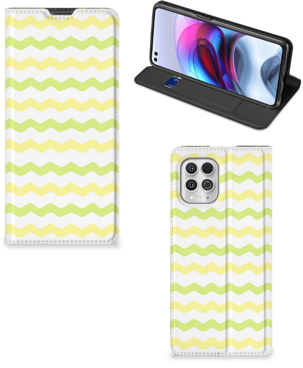 Motorola Moto G100 Hoesje met Magneet Waves Yellow