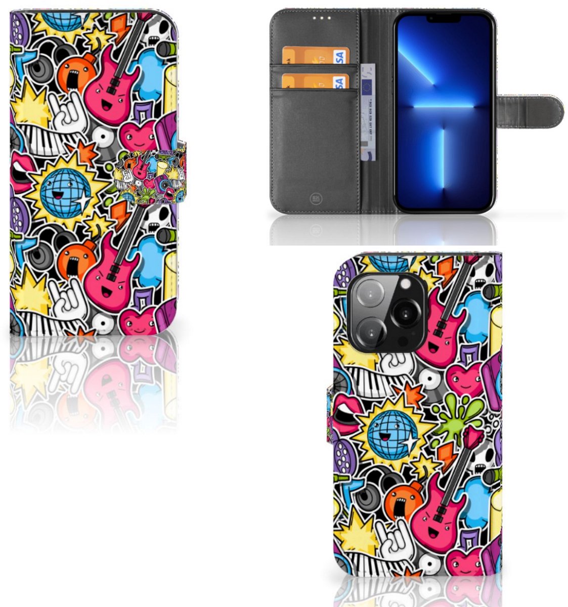 iPhone 13 Pro Wallet Case met Pasjes Punk Rock