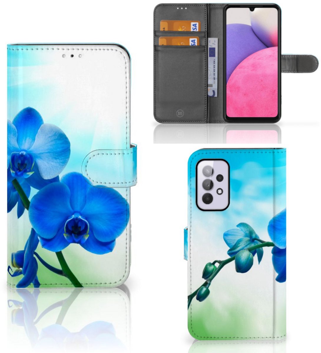 Samsung Galaxy A33 5G Hoesje Orchidee Blauw - Cadeau voor je Moeder