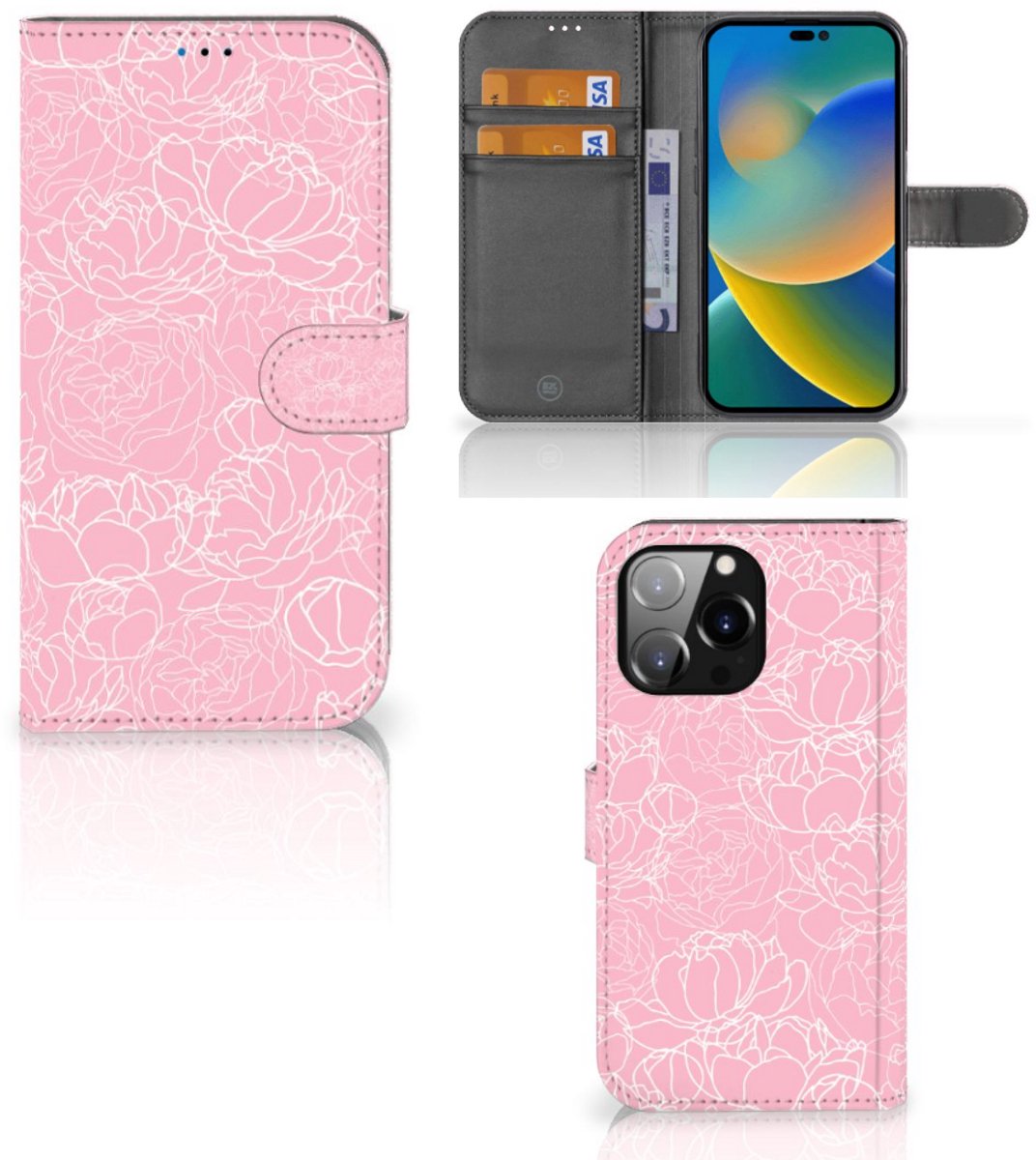 iPhone 14 Pro Max Hoesje White Flowers