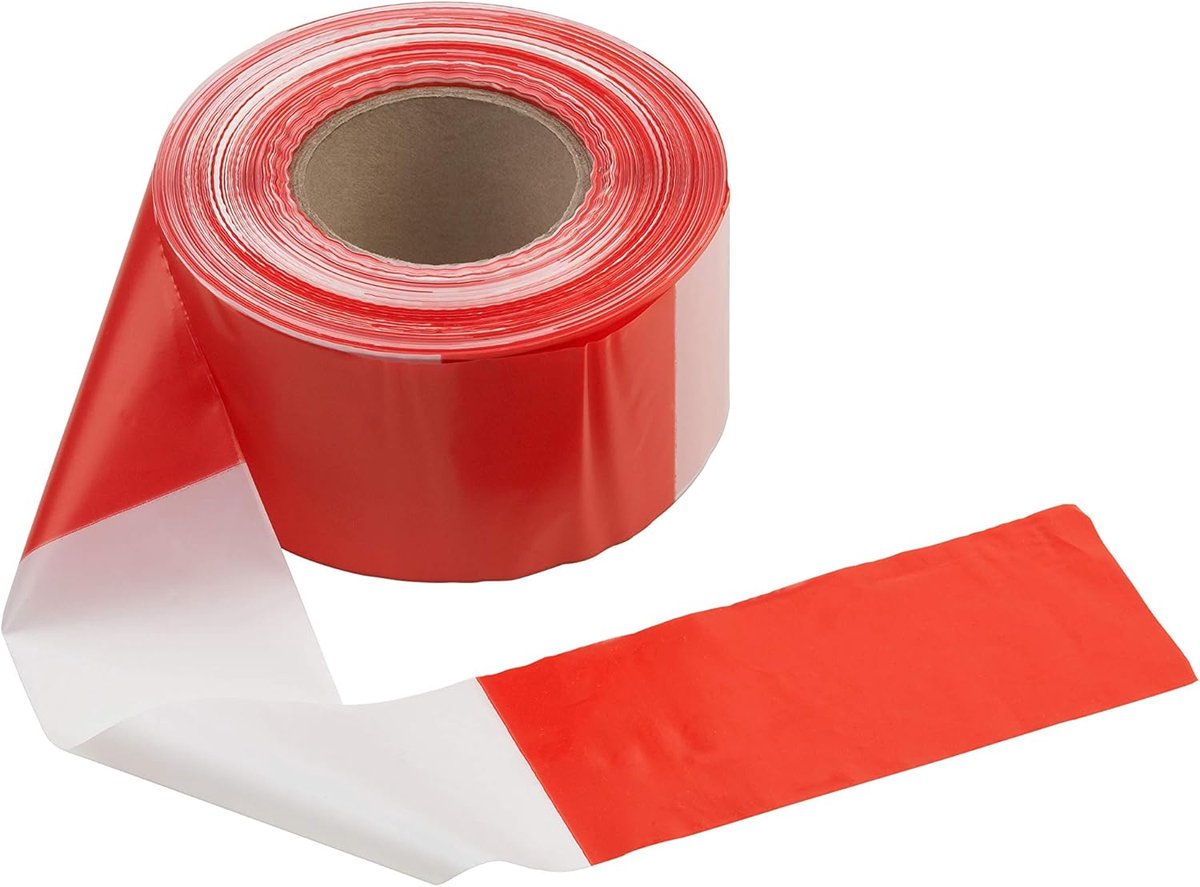 Afsluitband 250 m x 80 mm - rood/wit - bedrukt aan beide zijden - uv-bestendig en scheurvast