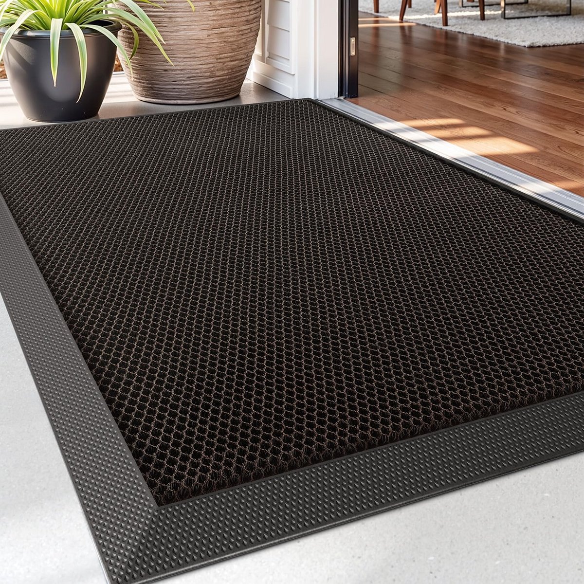 Antislip Deurmat 60 x 90 cm - Laag Profiel, Wasbare Binnen- en Buitendeurmat voor Entree,