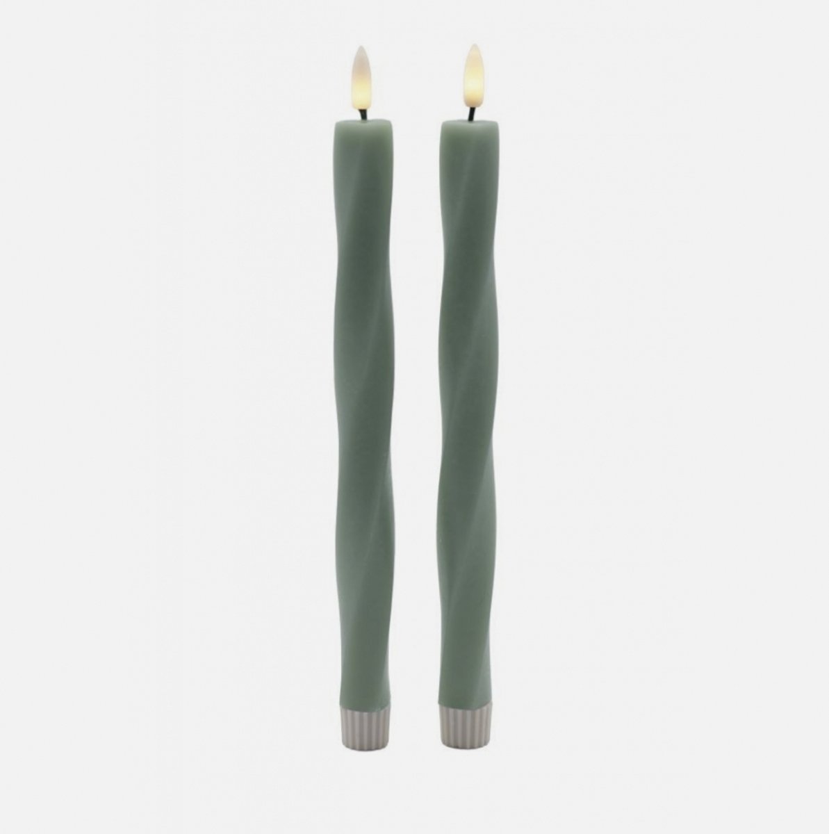 Sirius Sille Twist Nordic LED Kaars – Dinerkaars / Draaikaars Ø2×25 cm – Sandy Green/turquoise/blauw/groen - 2 st Sandy Green - Sille twist