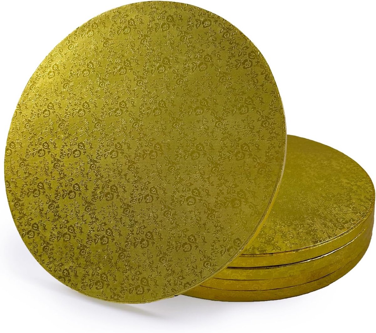 Dikke Cake Drum - 30 cm - Goud - Set van 5 - Sterke Taartonderleggers