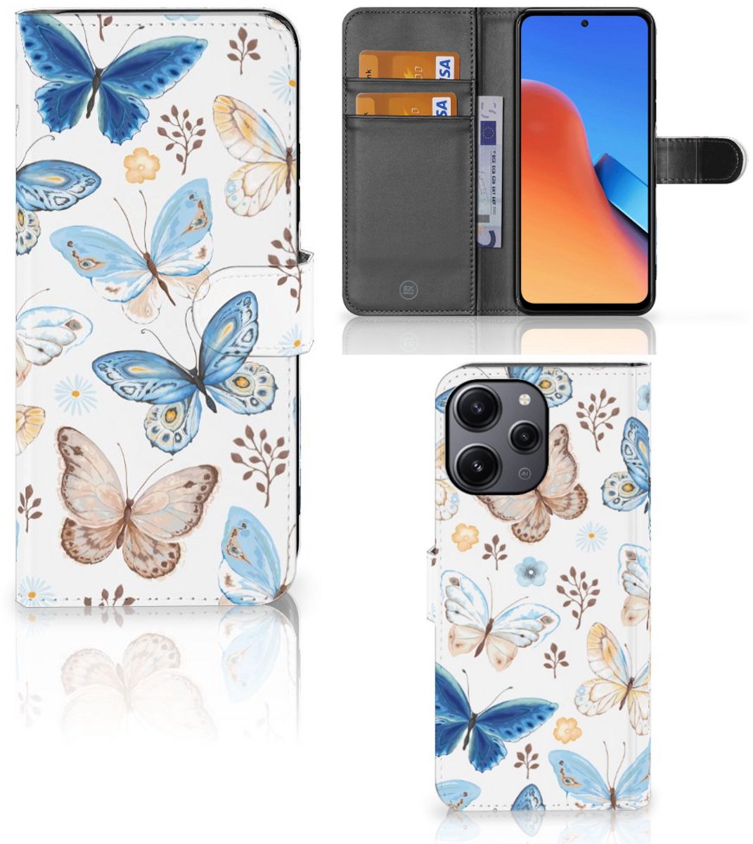 Telefoonhoesje met Pasjes voor Xiaomi Redmi 12 Vlinder