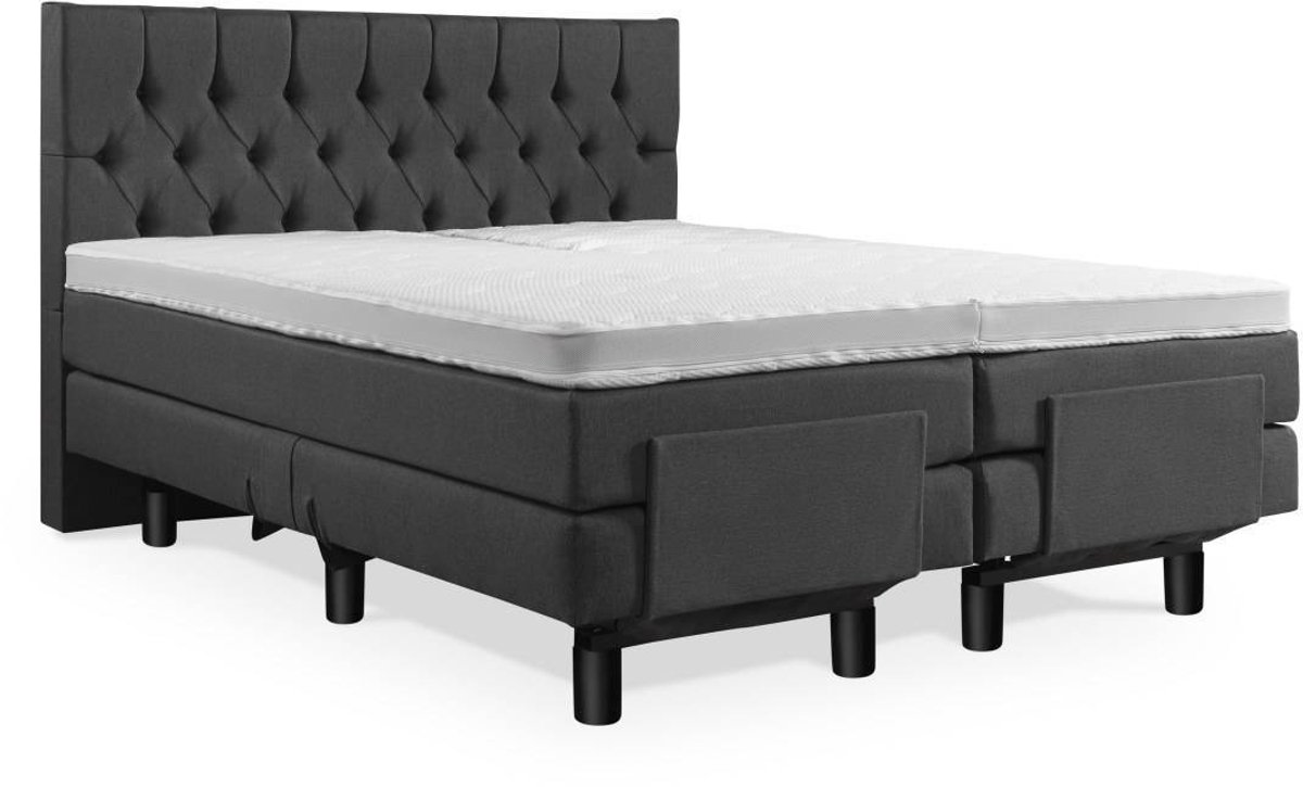Elektrische Boxspring - Incl. Gecapitonneerd Hoofdbord - 2-Persoons - 200x220 cm - Antraci