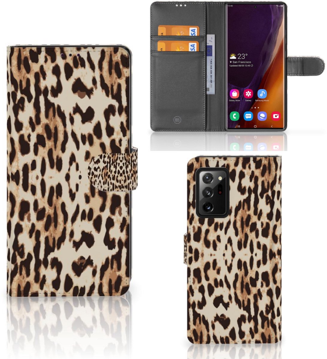 Samsung Galaxy Note20 Ultra Telefoonhoesje met Pasjes Leopard