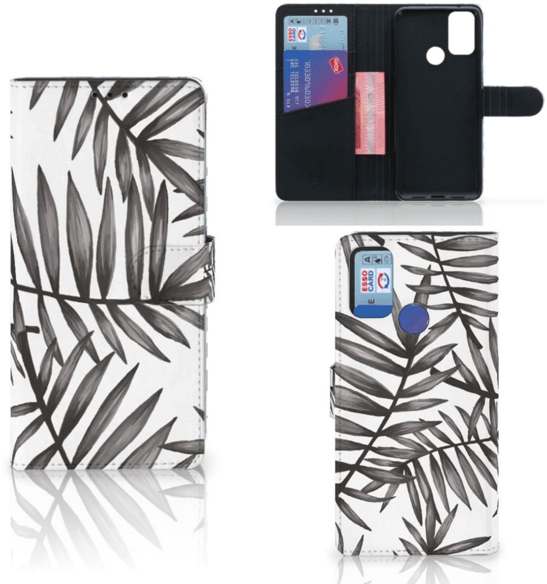Alcatel 1S (2021) Hoesje Leaves Grey