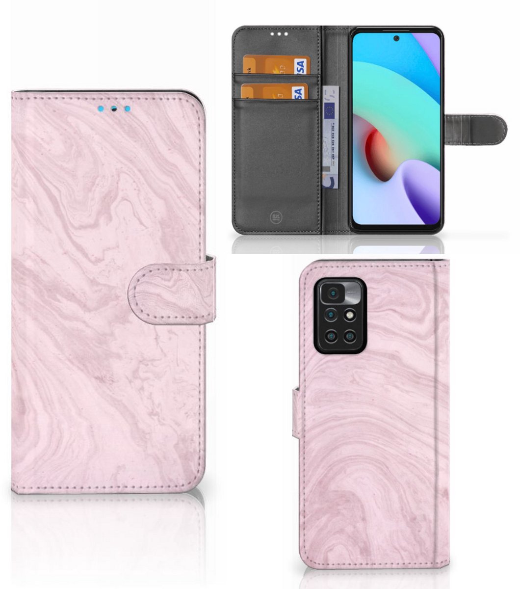 Xiaomi Redmi 10 Bookcase Marble Pink - Origineel Cadeau Vriendin