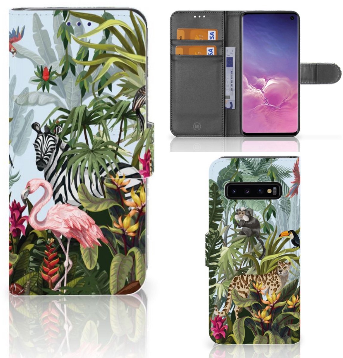 Telefoonhoesje met Pasjes voor Samsung Galaxy S10 Jungle