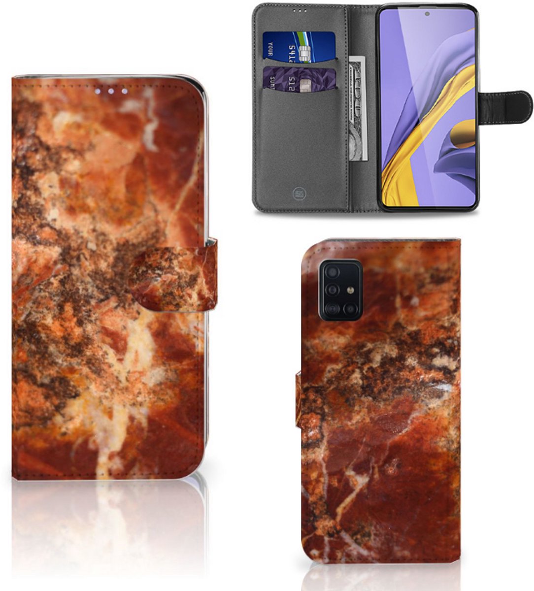Samsung Galaxy A51 Bookcase Marmer Bruin