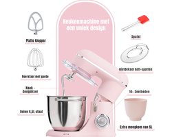 DYNA® Mixer met mengkom - Mixer - Mixer met mengkom keukenmachine - Roze - 22cm x 35cmx 33 cm; 4.25 kg